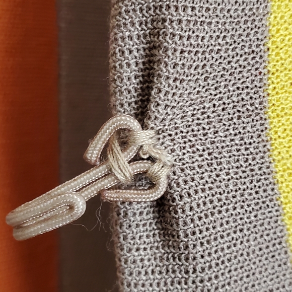 Vakko Women Collar Sweater Cardigan with hook, orange, yellow and tan stripes - Picture 8 of 14